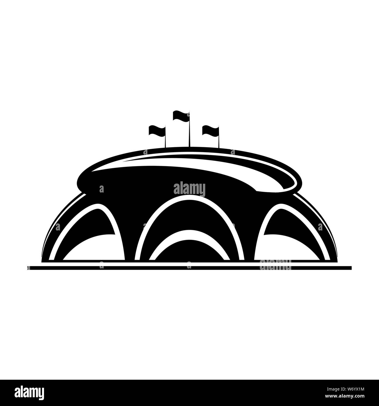 Abstract di nero stadio sportivo di simbolo di sfondo isolato su sfondo bianco Illustrazione Vettoriale