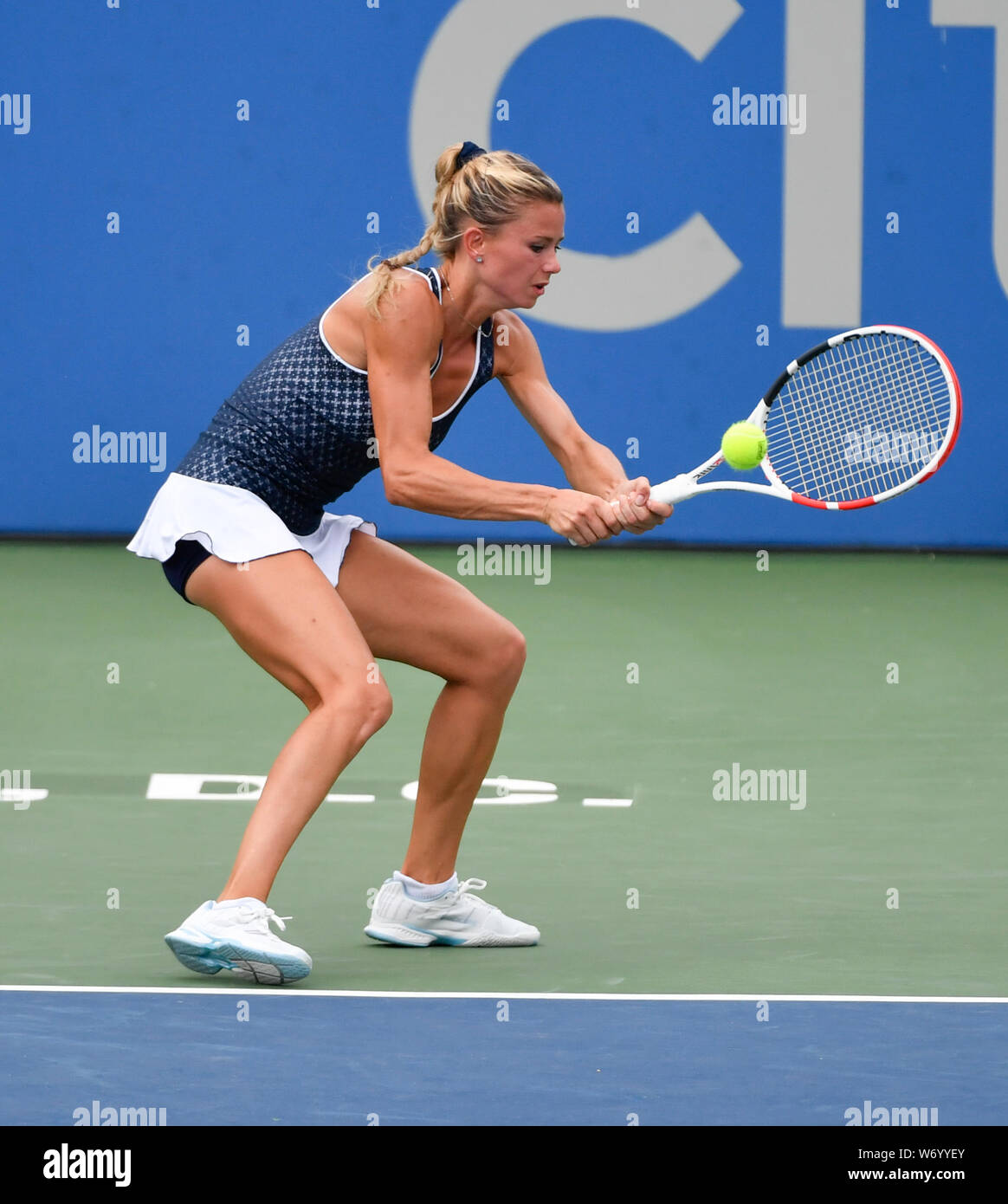 3 agosto 2019: Camila Giorgi (ITA) sconfisse Caty McNally (USA) 7-6, 6-2, all'CitiOpen essendo suonato al Rock Creek Park Tennis Center di Washington, DC, . © Leslie Billman/Tennisclix/CSM Foto Stock