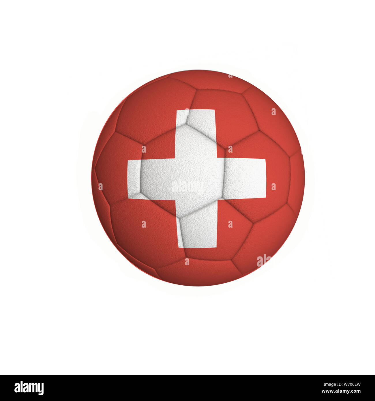 Pallone da calcio con la bandiera della Svizzera isolata su uno sfondo bianco Foto Stock
