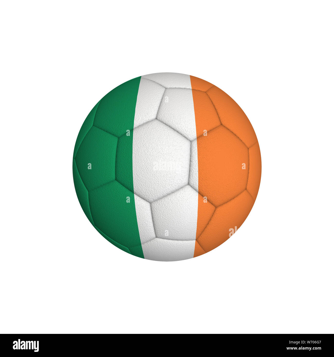 Pallone da calcio con la bandiera della Repubblica di Irlanda isolato su uno sfondo bianco Foto Stock