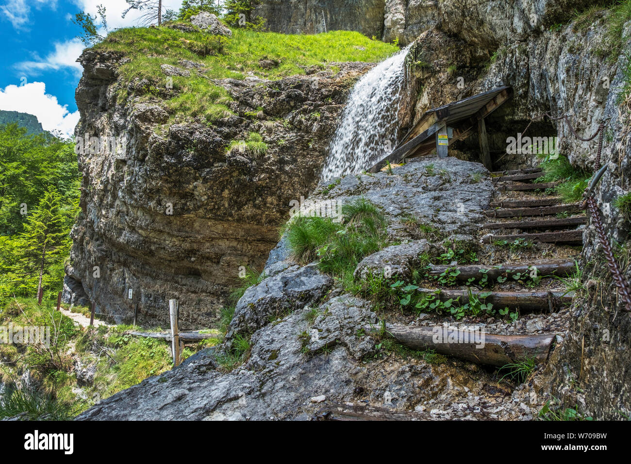 Staubfall sui sentieri dei contrabbandieri che attraversa il austriaco e confine della Germania, Austria, Europa. Foto Stock