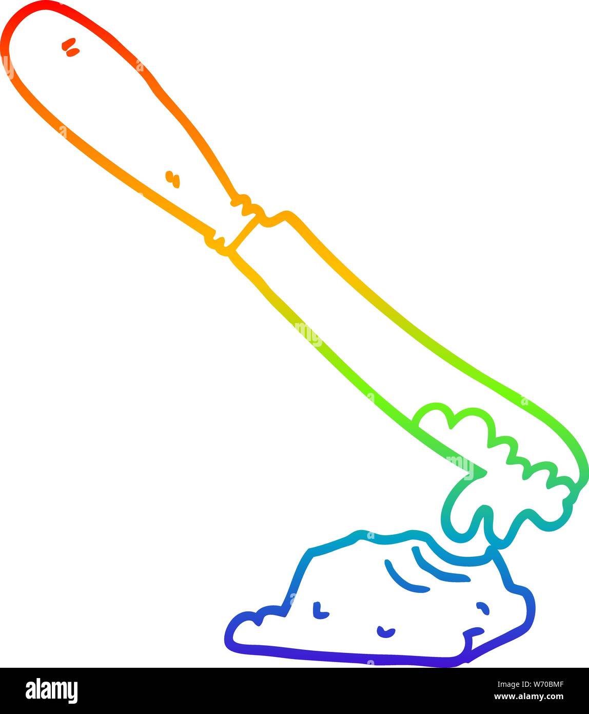 Rainbow linea di sfumatura di disegno di un cartoon Coltello per burro di diffusione Illustrazione Vettoriale
