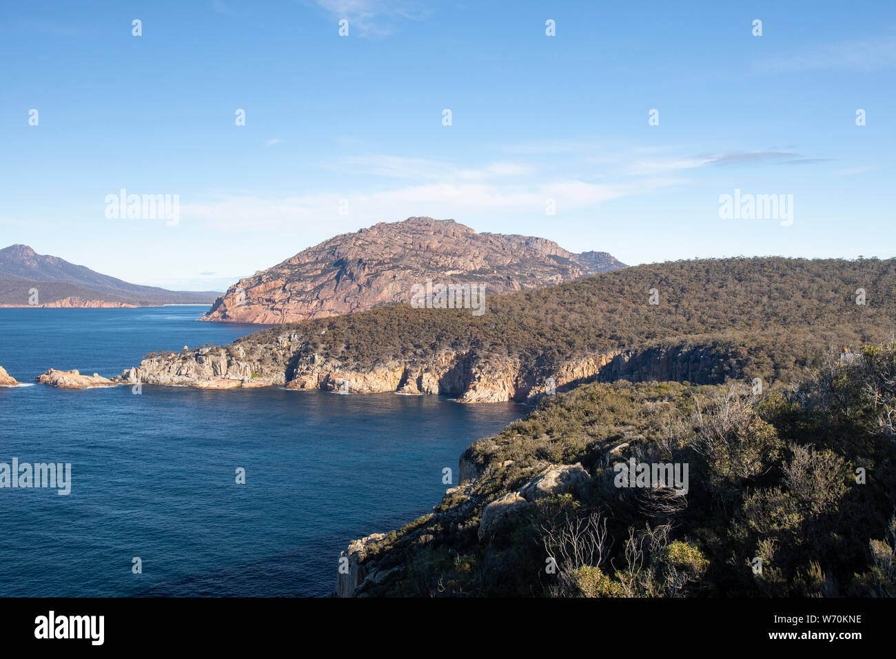 Cape Tourville paesaggio nel Parco Nazionale di Freycinet,Tasmania, Australia Foto Stock