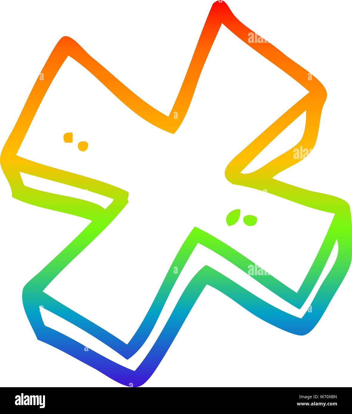 Rainbow linea di sfumatura di disegno di un cartoon simbolo di moltiplicazione Illustrazione Vettoriale