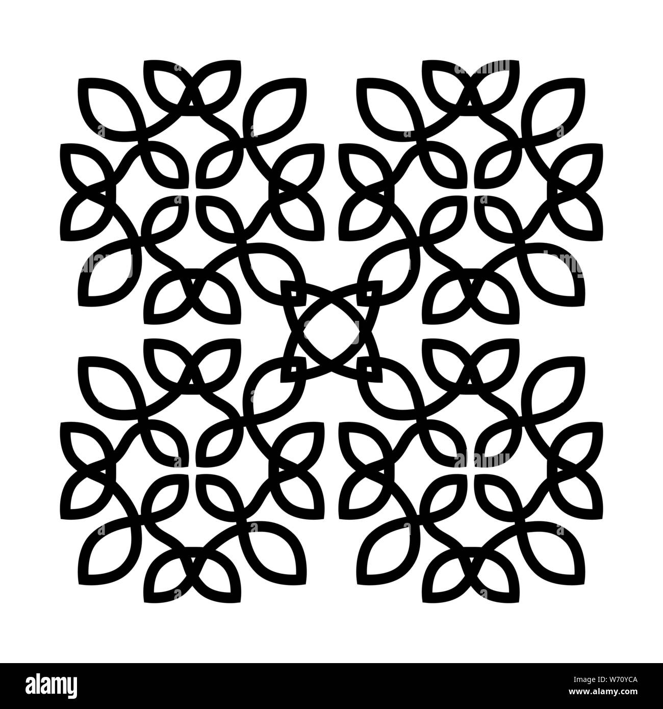 Contorno nero disegno quadrato isolato su sfondo bianco Illustrazione Vettoriale