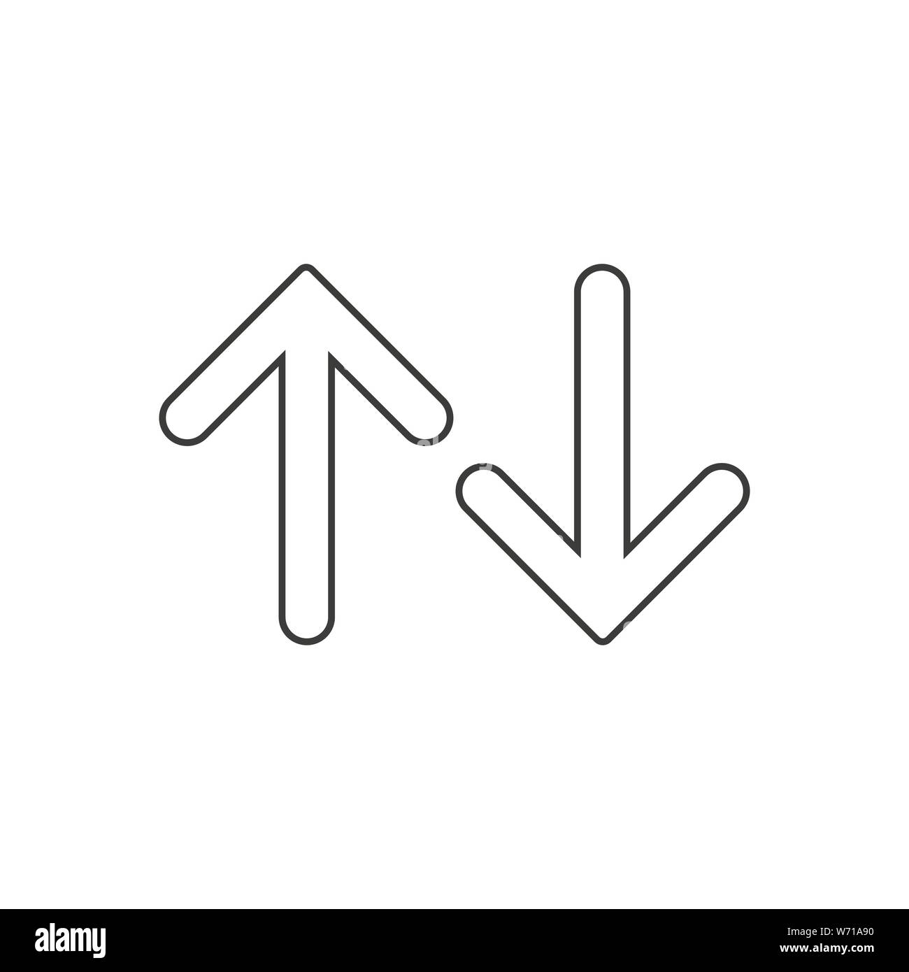 Illustrazione Vettoriale, design piatto. Freccia verso il basso up icona Illustrazione Vettoriale