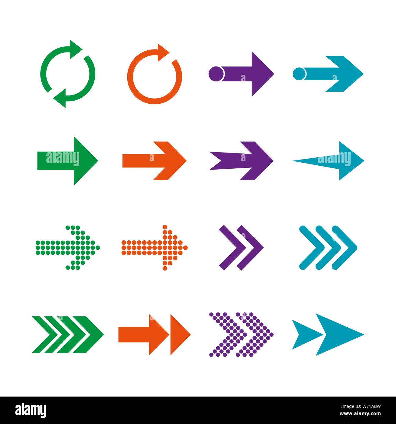 Illustrazione Vettoriale, design piatto. Icona a forma di freccia impostato Illustrazione Vettoriale