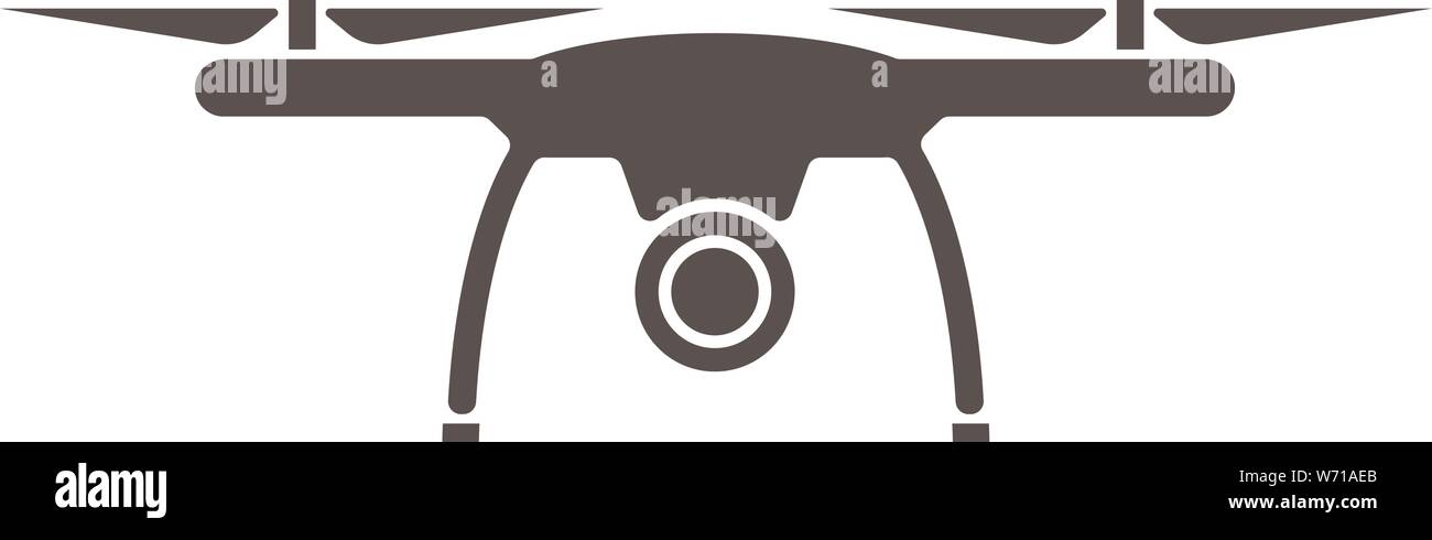 Semplice piatto bianco e nero icona drone illustrazione vettoriale Illustrazione Vettoriale