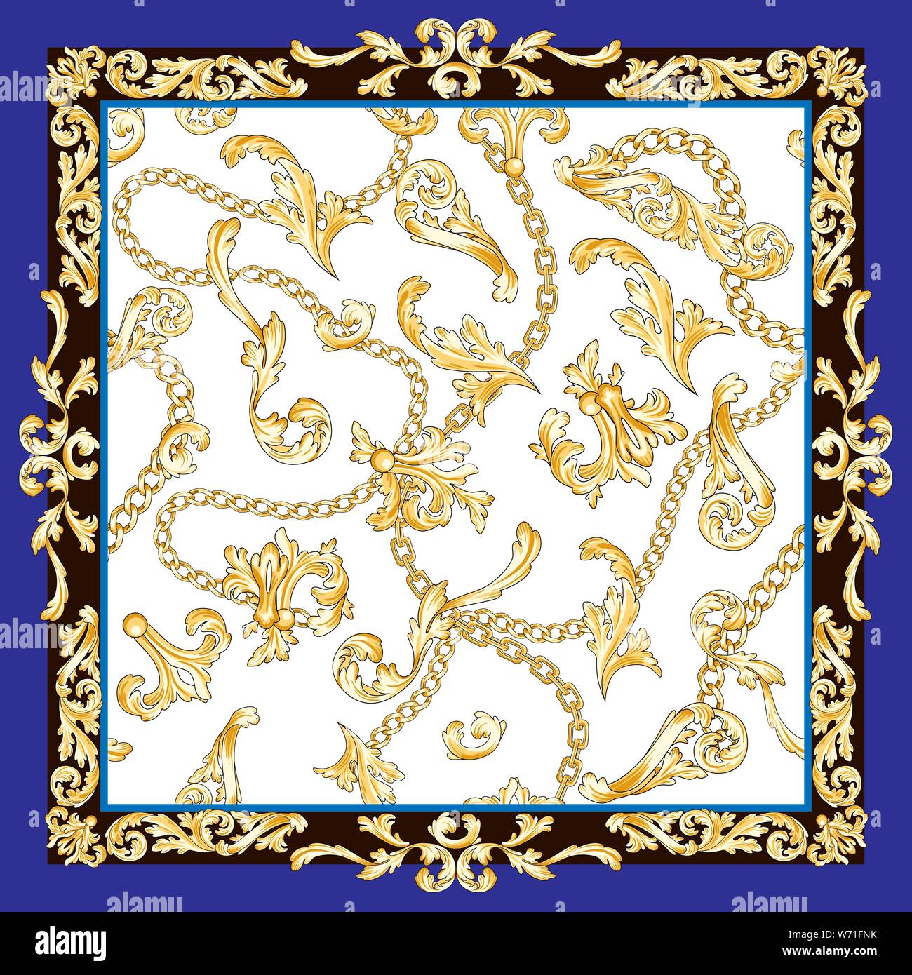 Sciarpa barocco dorato Illustrazione Vettoriale