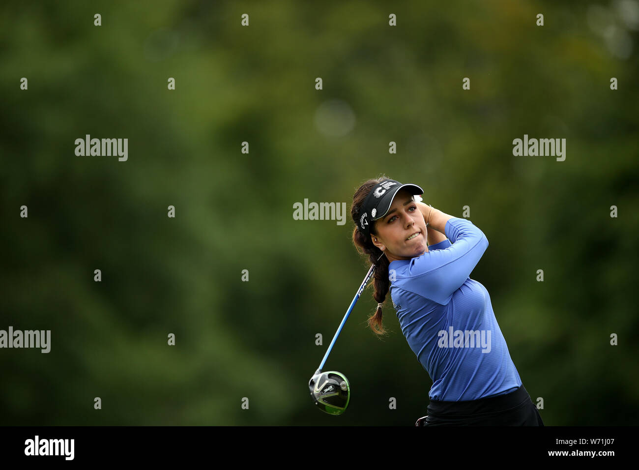 L'Inghilterra del Georgia Hall sul quarto tee durante il giorno 4 dell'AIG donna British Open at Woburn Golf Club, poco Brickhill. Foto Stock