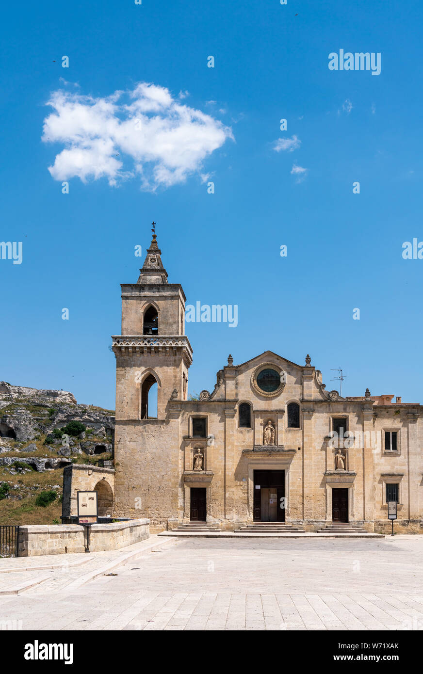 Matera, Capitale Europea della Cultura 2019, la Basilicata, Italia. San Pietro Caveoso Chiesa Foto Stock