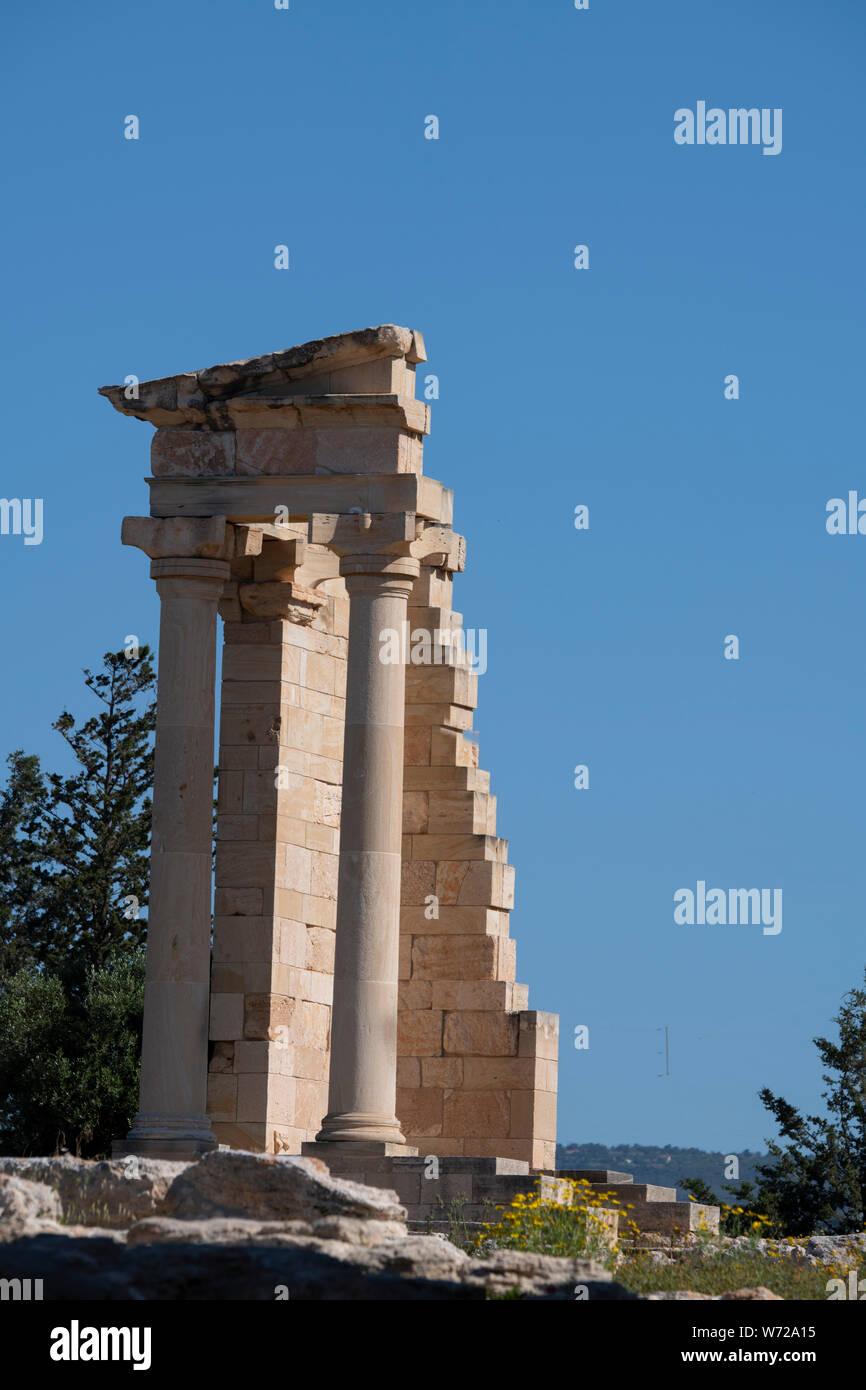 Cipro, Limassol aka Lemesos. Kourion, Tempio di Apollo Hylates, tardo classico o agli inizi del periodo ellenistico, tempio arcaico. Foto Stock