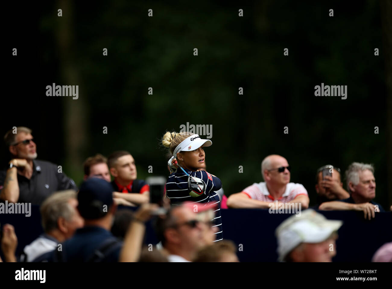 L'Inghilterra del Charley scafo su 2° foro durante il giorno 4 dell'AIG donna British Open at Woburn Golf Club, poco Brickhill. Foto Stock