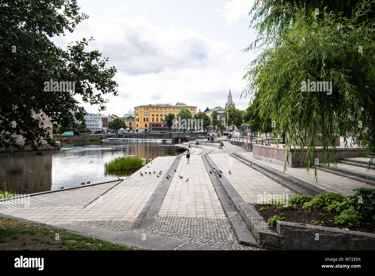 Waterfront dal castello, Orebro, Svezia Foto Stock