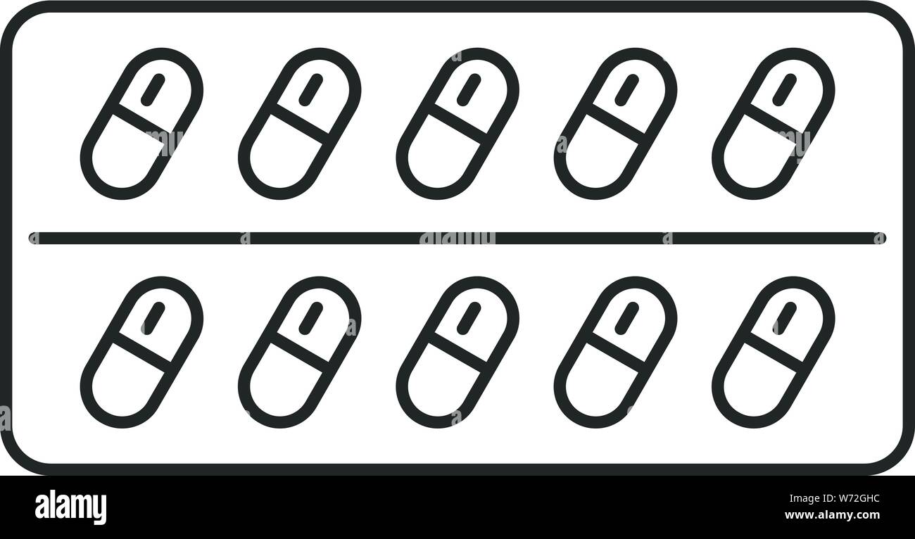 Capsule pacchetto pillola icona. Capsula di contorno pacchetto pillola icona vettoriali per il web design isolato su sfondo bianco Illustrazione Vettoriale