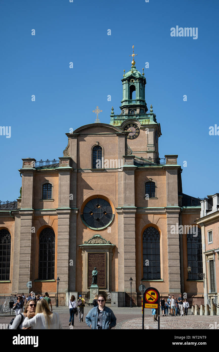 La grande chiesa (Storkyrkan), ufficialmente la Chiesa di San Nicola (Sankt Nikolai kyrka) Stoccolma, Svezia Foto Stock