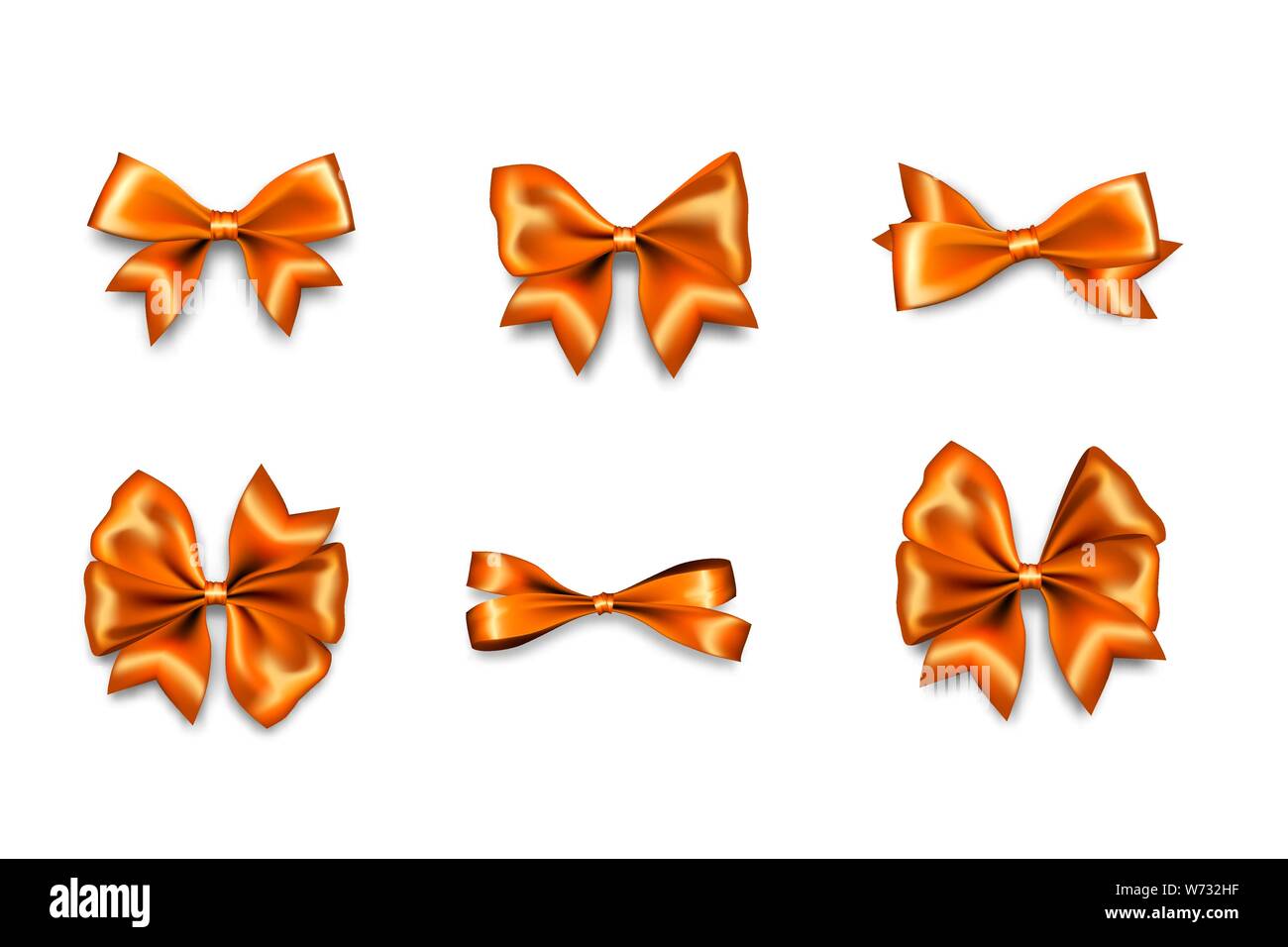 Vacanze regalo satin bow knot nastro oro arancione Illustrazione Vettoriale