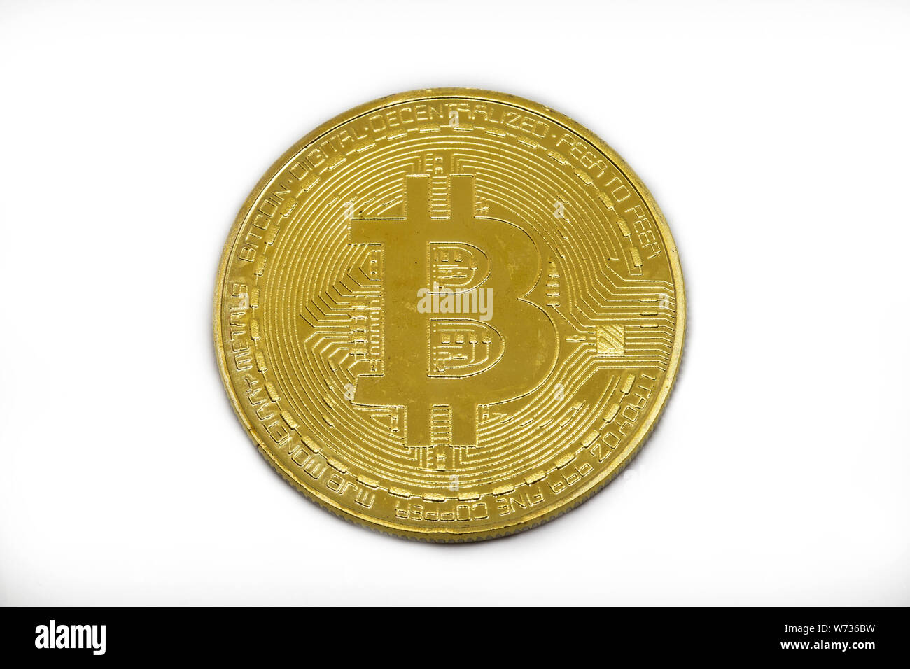 Bitcoin, crypto valuta isolati su sfondo bianco Foto Stock