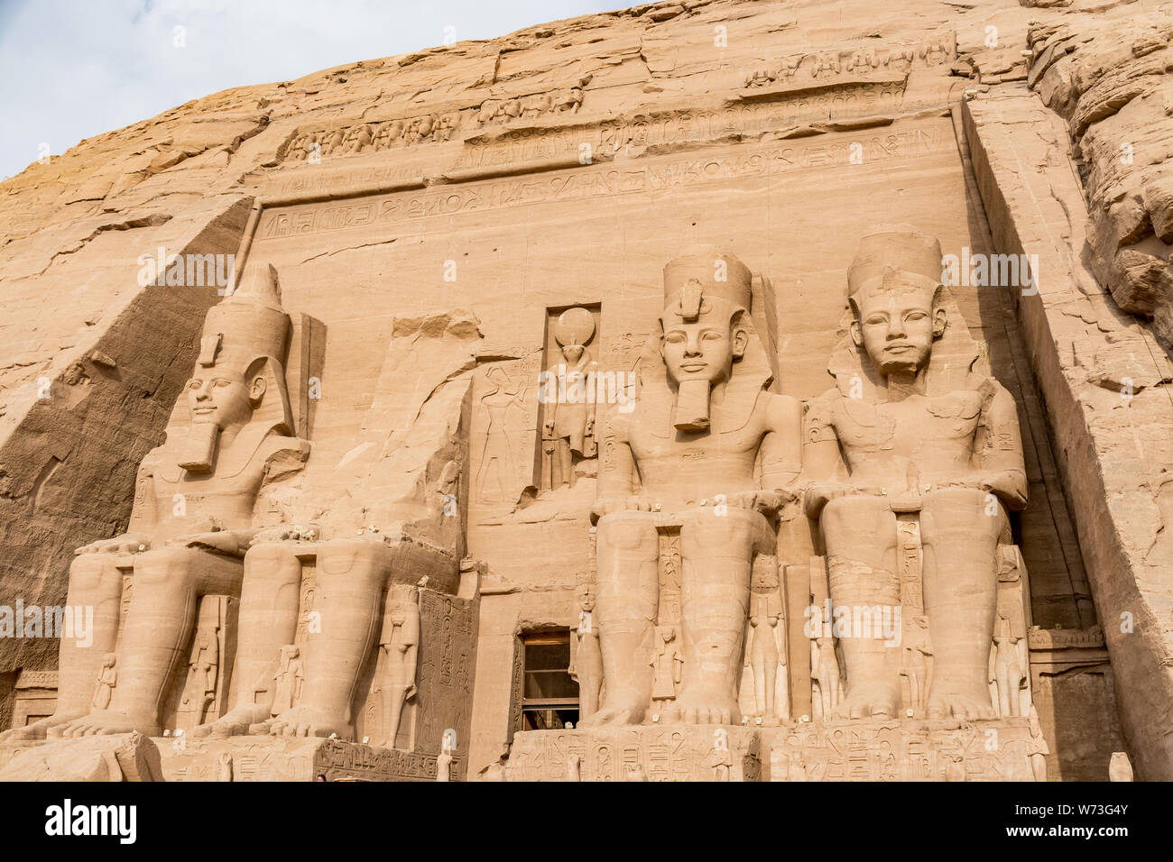 Abu Simbel tempio, un magnifico punto di riferimento costruita dal faraone Ramesse il Grande, Egitto Foto Stock