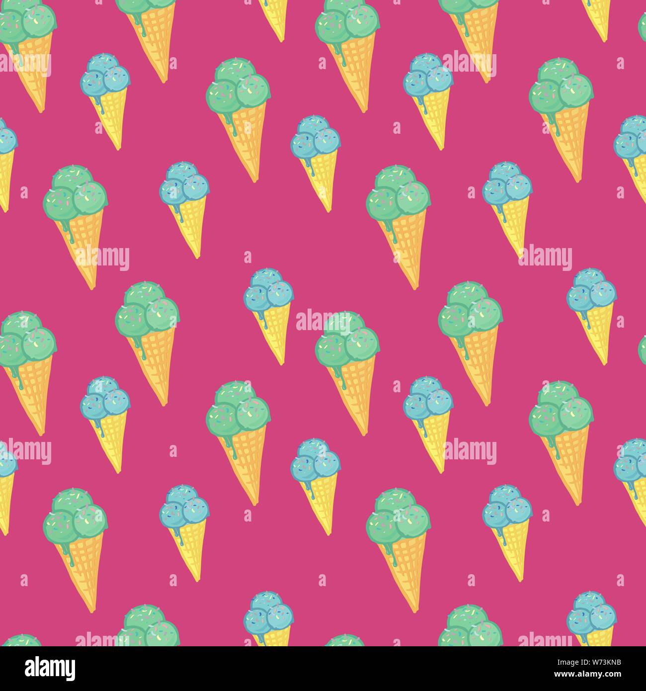 Modello senza cuciture con colorati disegnati a mano di gelato Illustrazione Vettoriale