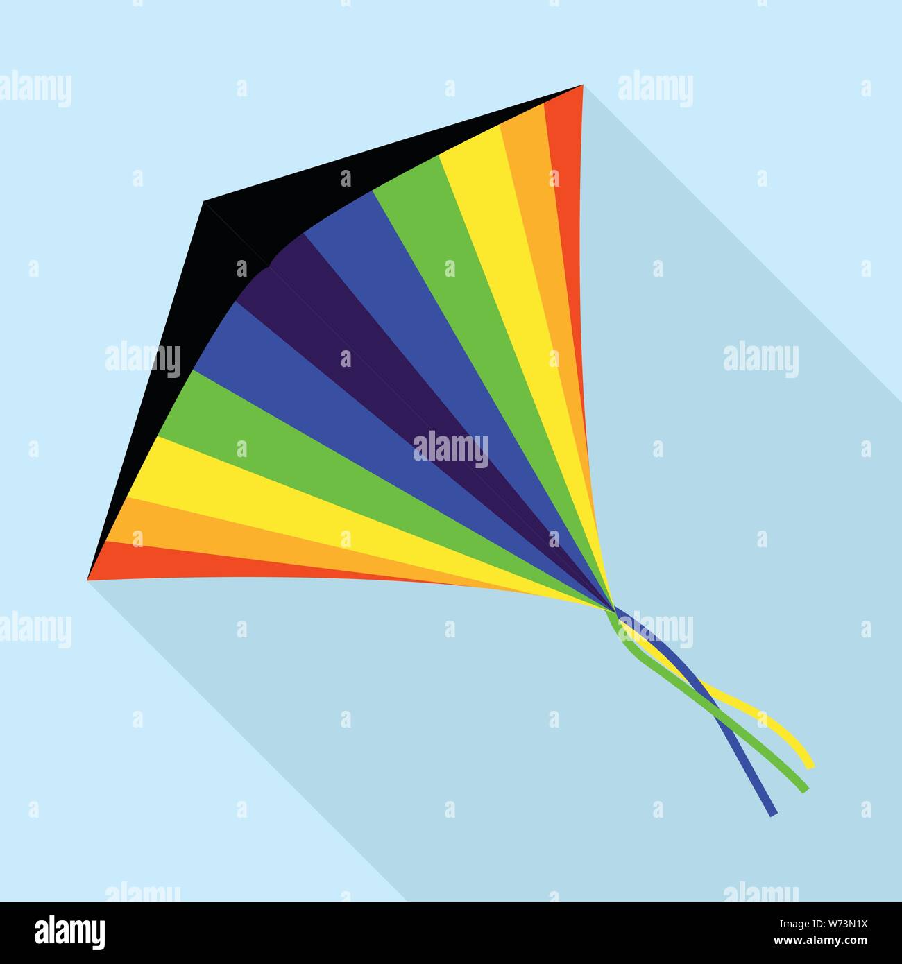 Rainbow kite icona, stile piatto Illustrazione Vettoriale