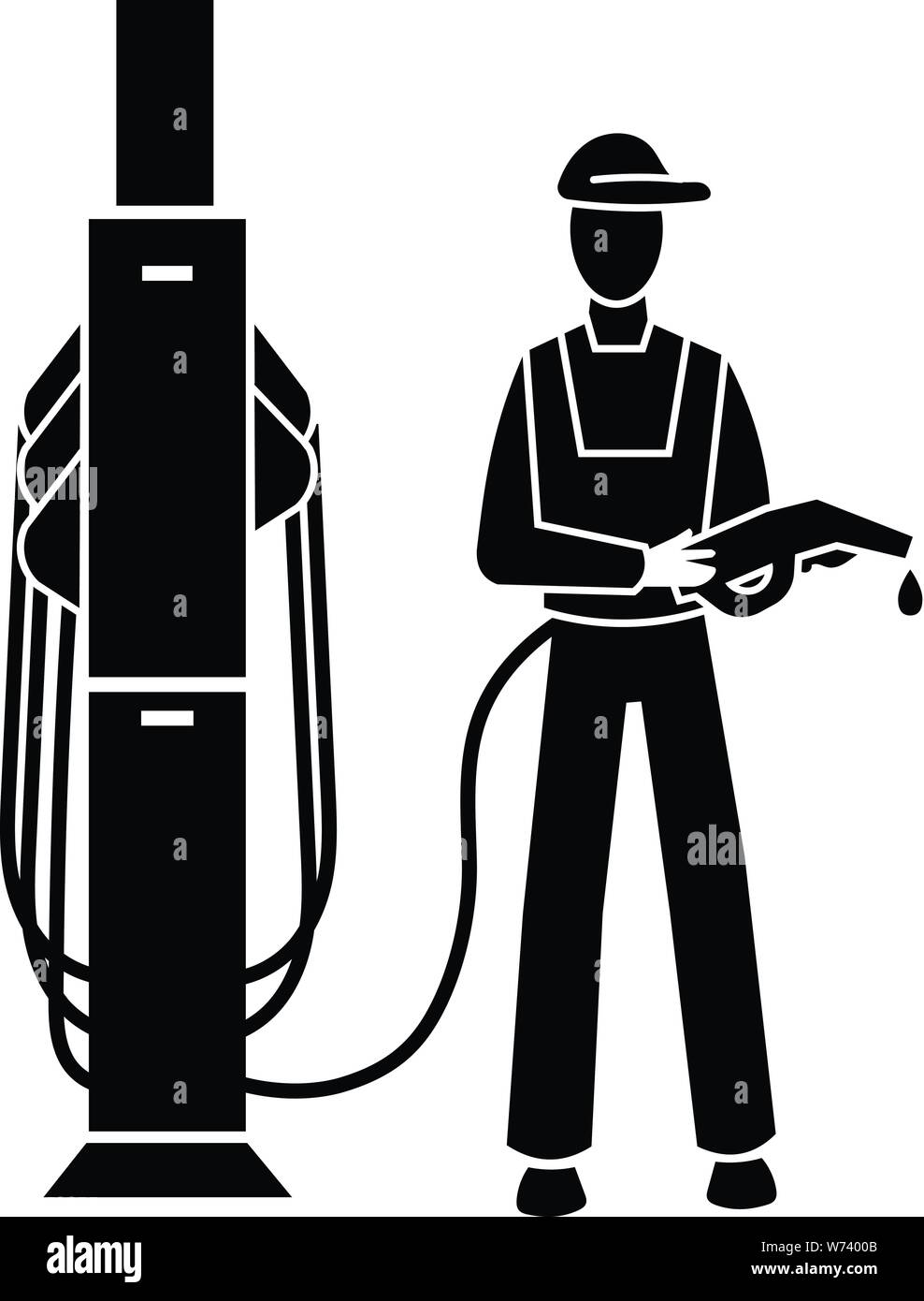 Uomo stazione di benzina, icona di stile semplice Illustrazione Vettoriale