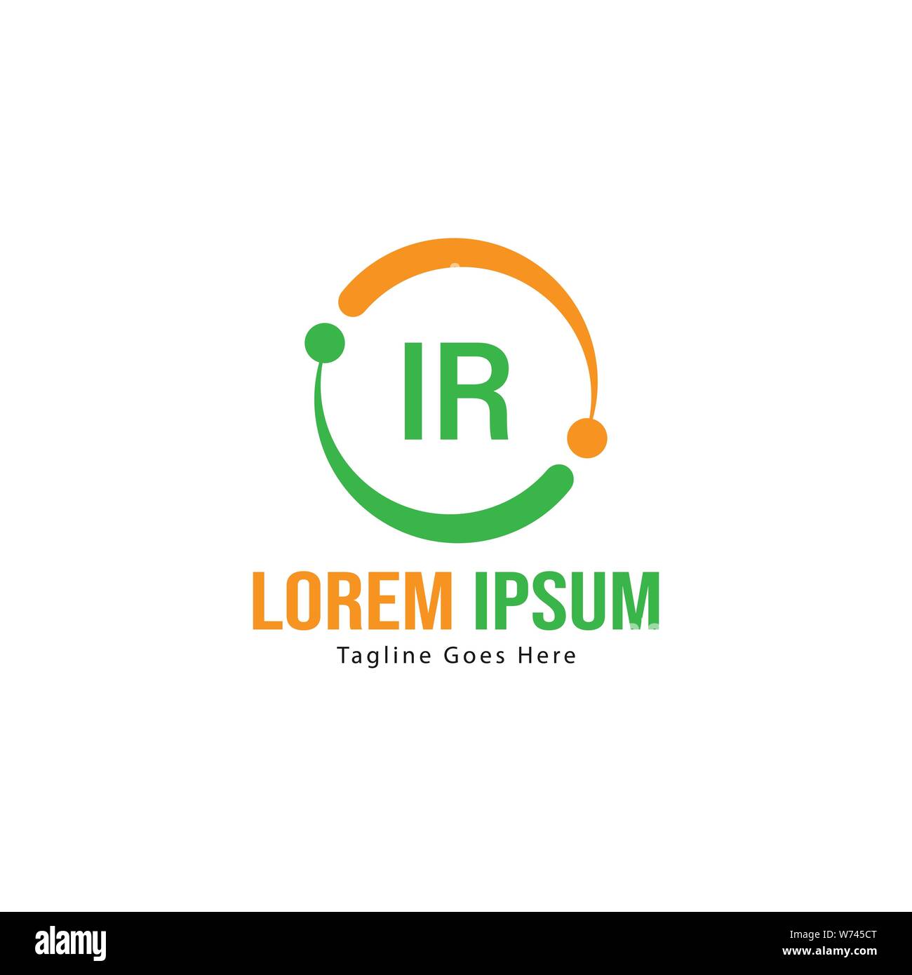 IR iniziale del modello di logo con cornice moderna. IR minimalista lettera logo illustrazione vettoriale design Illustrazione Vettoriale