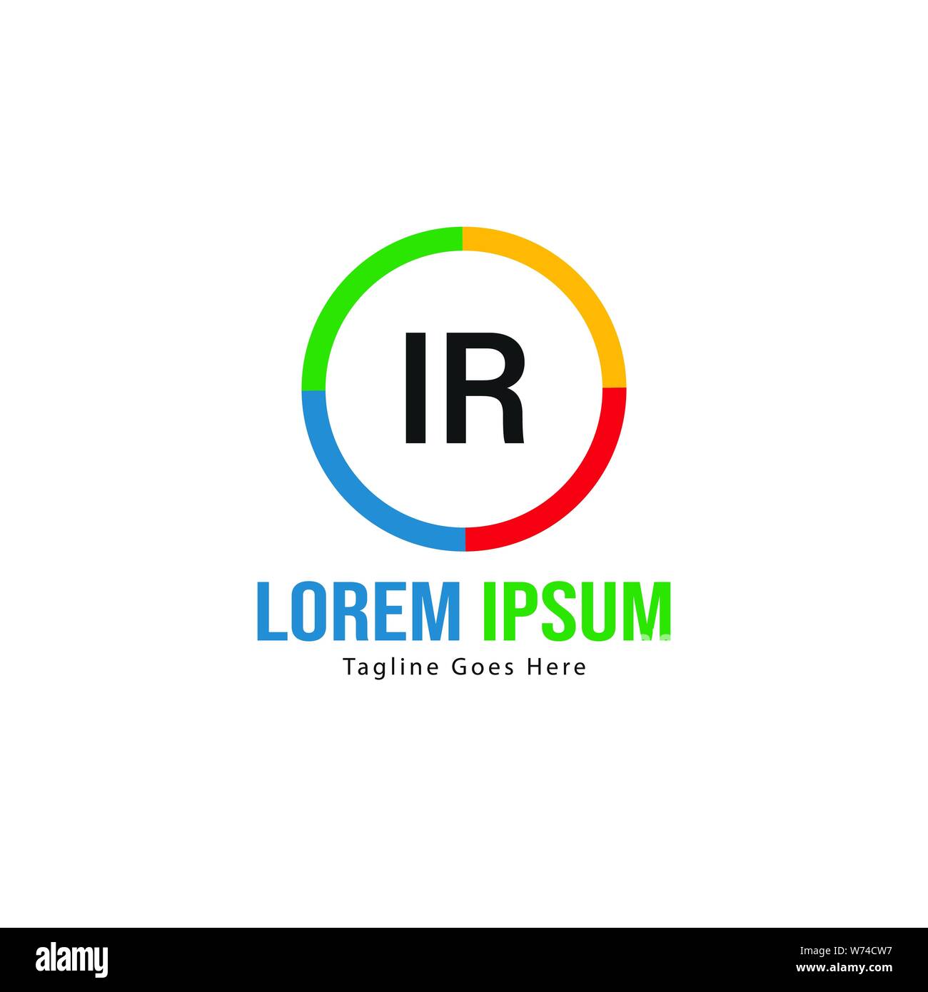 IR iniziale del modello di logo con cornice moderna. IR minimalista lettera logo illustrazione vettoriale design Illustrazione Vettoriale