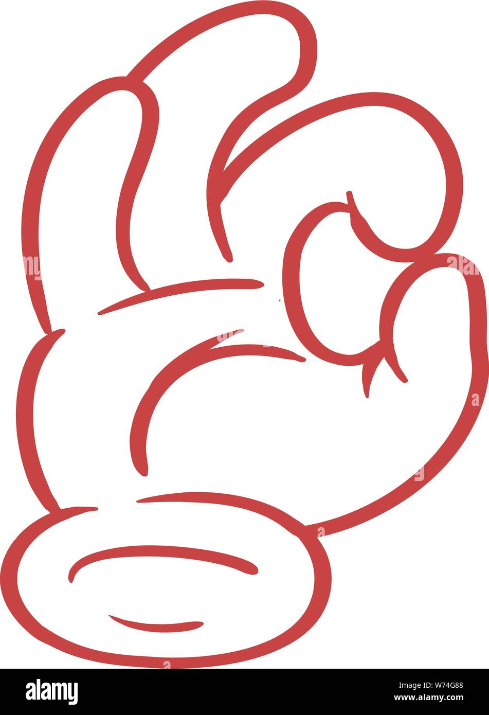 Cartoon mano segno OK o emoticon Illustrazione Vettoriale
