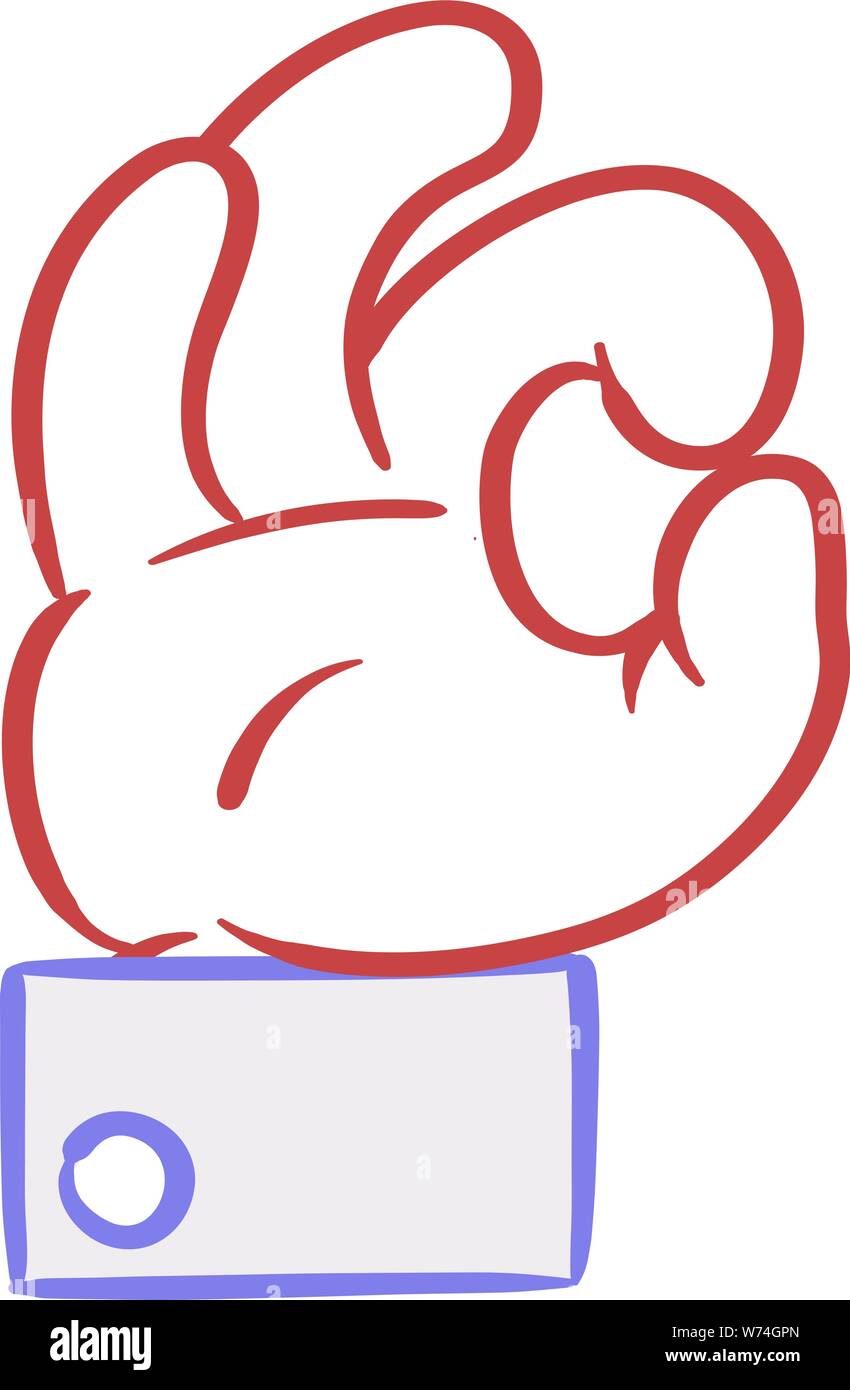 Cartoon mano segno OK o emoticon Illustrazione Vettoriale