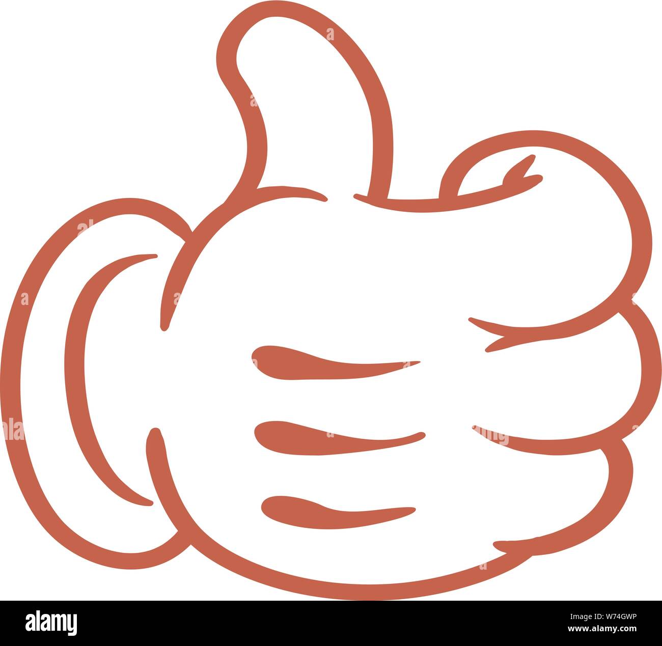 Cartoon Thumbs up emoticon a mano Illustrazione Vettoriale
