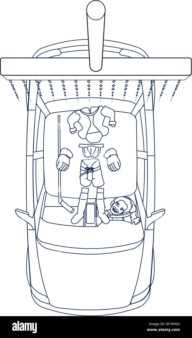 La pulizia del tuo equipmnet hockey al drive attraverso l autolavaggio Illustrazione Vettoriale