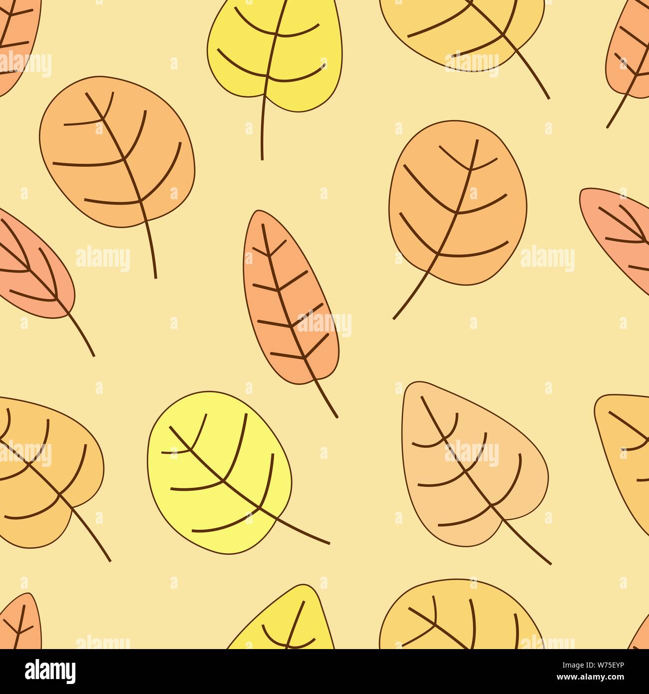 Autunno semplice modello senza cuciture con foglie. Illustrazione Vettoriale