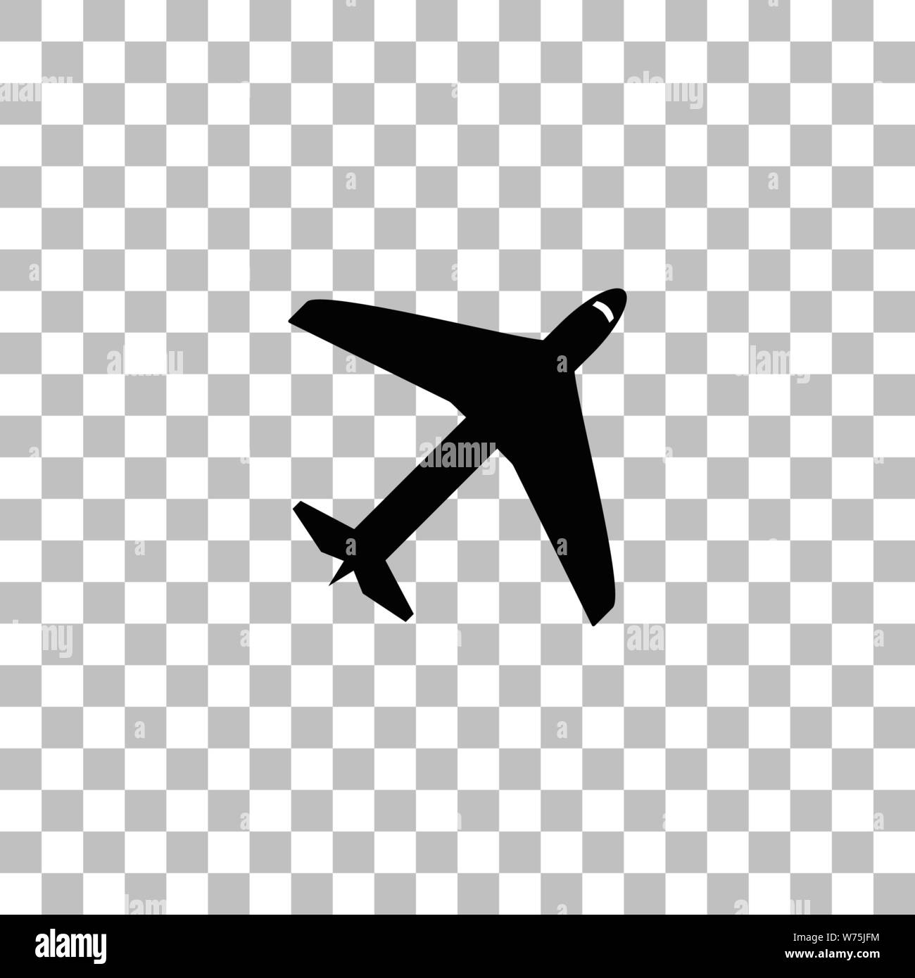 In aereo. Nero icona piatta su uno sfondo trasparente. Pittogramma per il vostro progetto Illustrazione Vettoriale