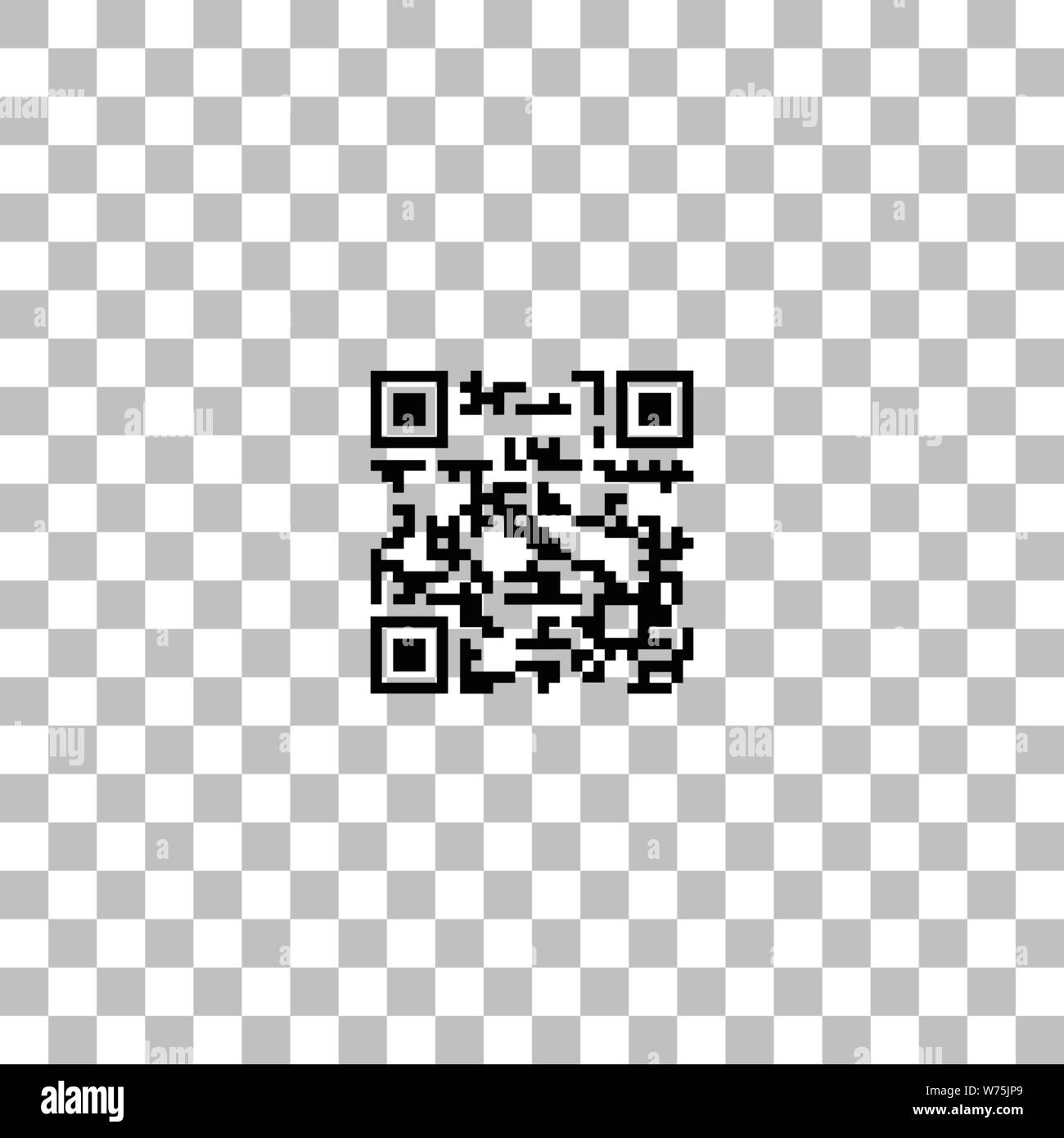 Codice QR. Nero icona piatta su uno sfondo trasparente. Pittogramma per il vostro progetto Illustrazione Vettoriale