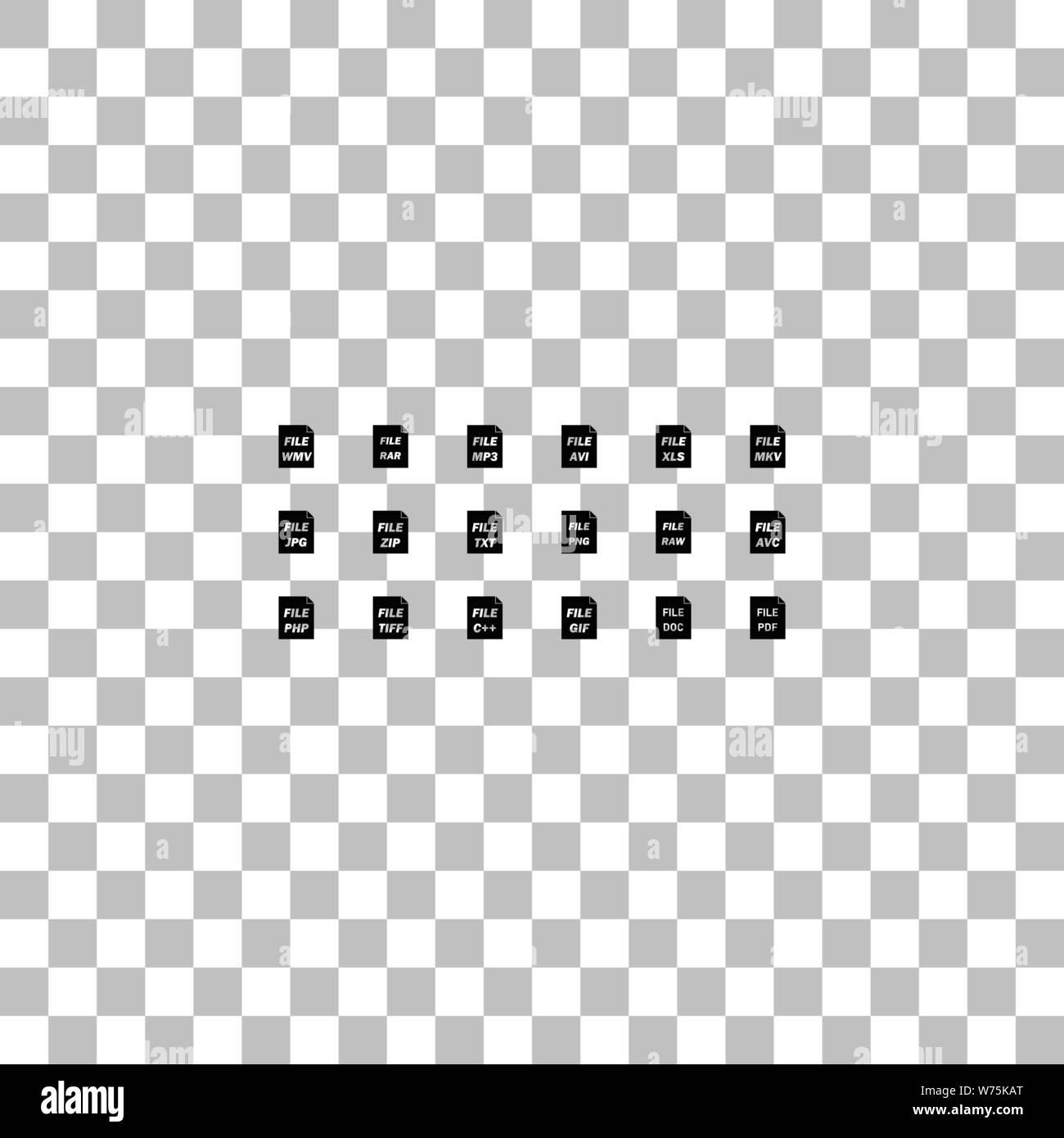 Le estensioni dei file. Nero icona piatta su uno sfondo trasparente. Pittogramma per il vostro progetto Illustrazione Vettoriale