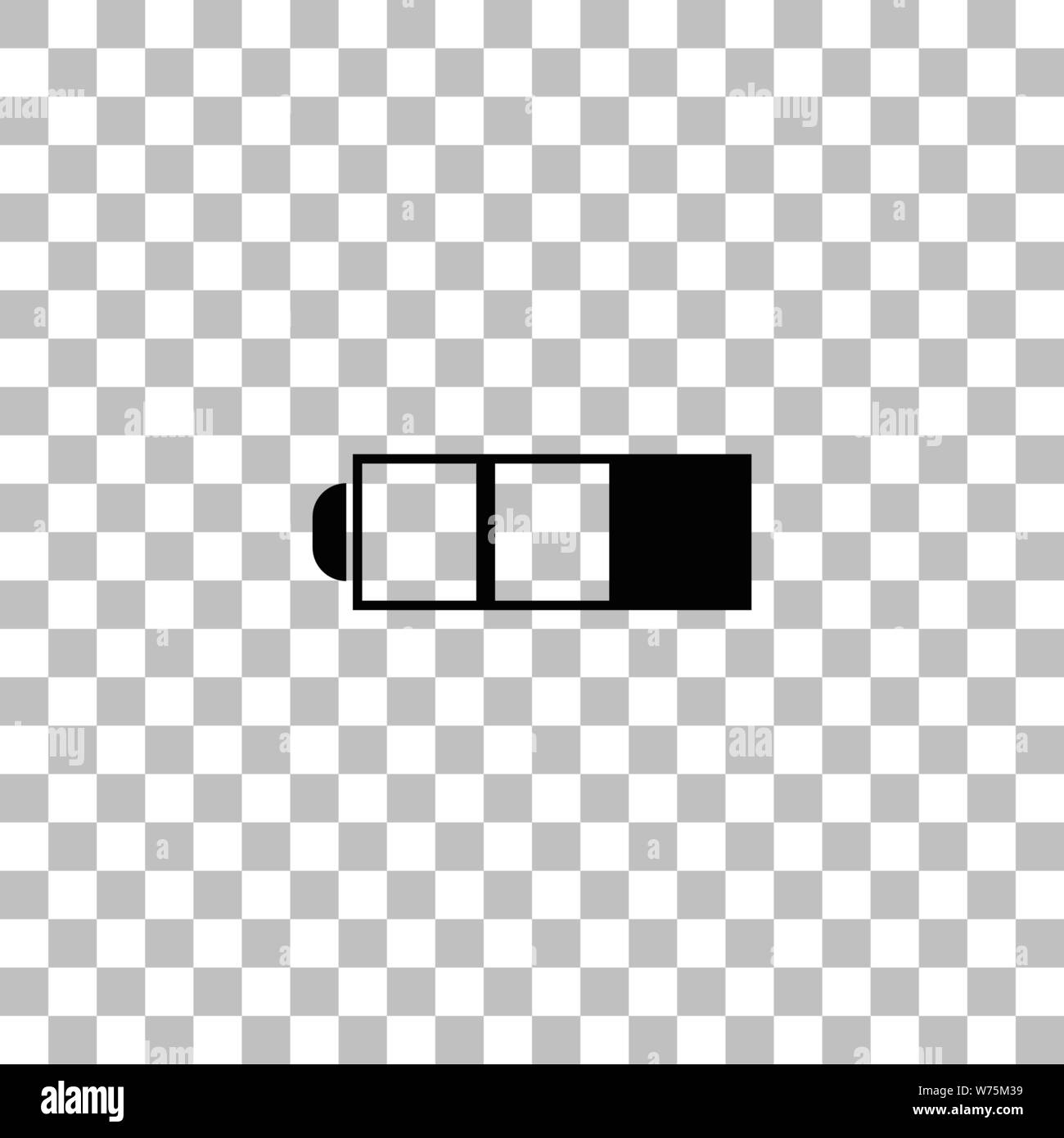 Batteria. Nero icona piatta su uno sfondo trasparente. Pittogramma per il vostro progetto Illustrazione Vettoriale