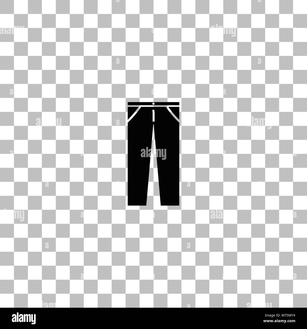 Il jeans. Nero icona piatta su uno sfondo trasparente. Pittogramma per il vostro progetto Illustrazione Vettoriale