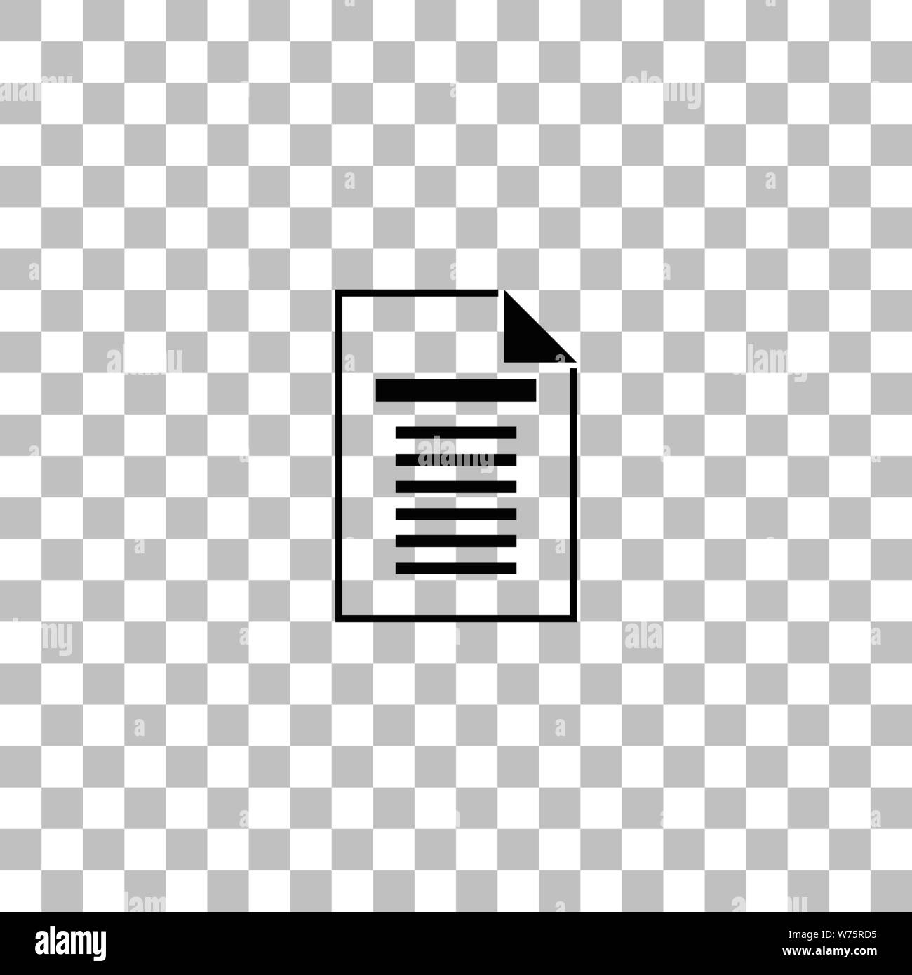 Documento. Nero icona piatta su uno sfondo trasparente. Pittogramma per il vostro progetto Illustrazione Vettoriale