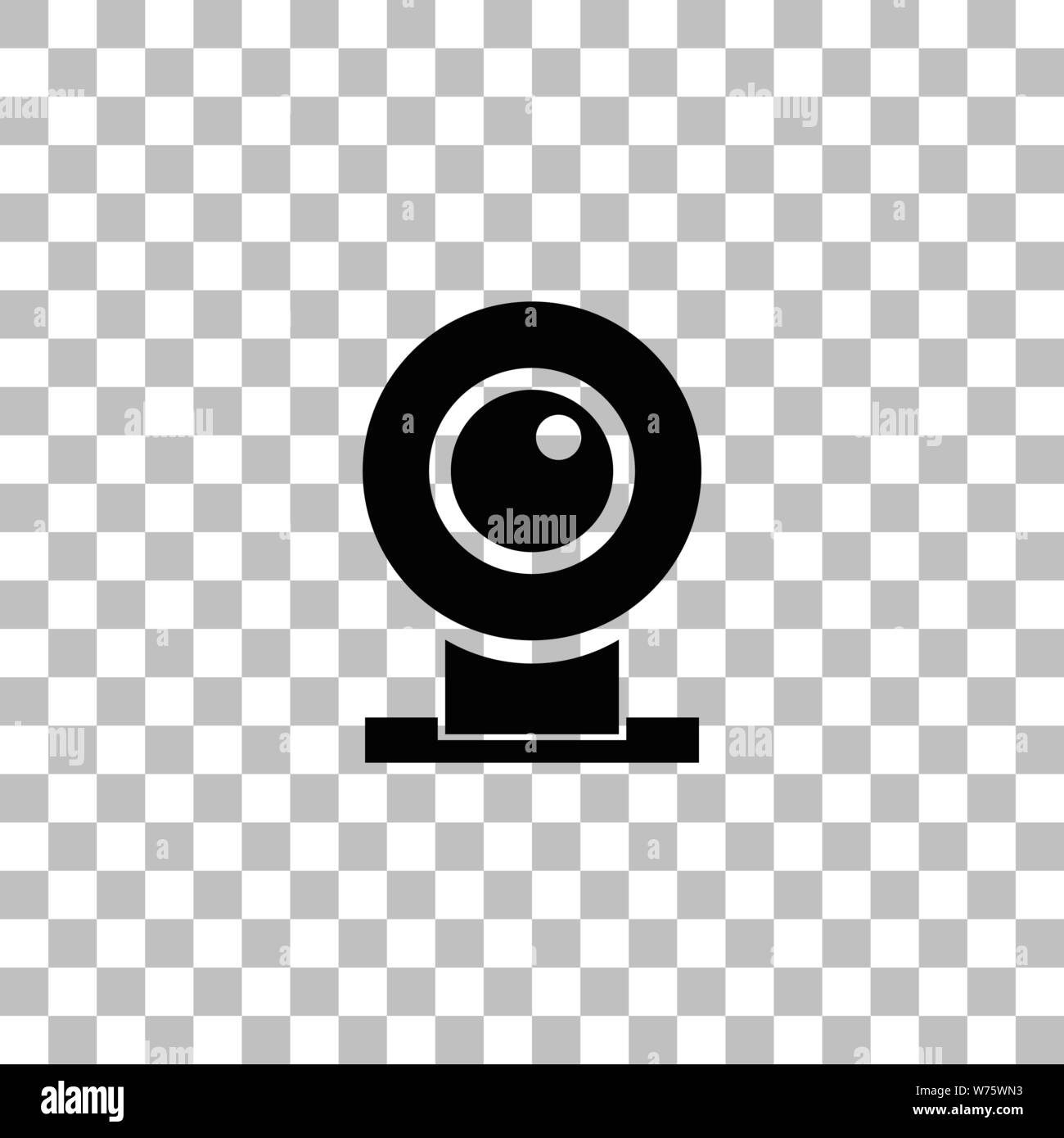 Videocamera Web. Nero icona piatta su uno sfondo trasparente. Pittogramma per il vostro progetto Illustrazione Vettoriale