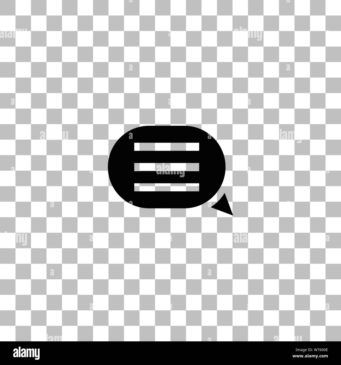 Chat. Nero icona piatta su uno sfondo trasparente. Pittogramma per il vostro progetto Illustrazione Vettoriale