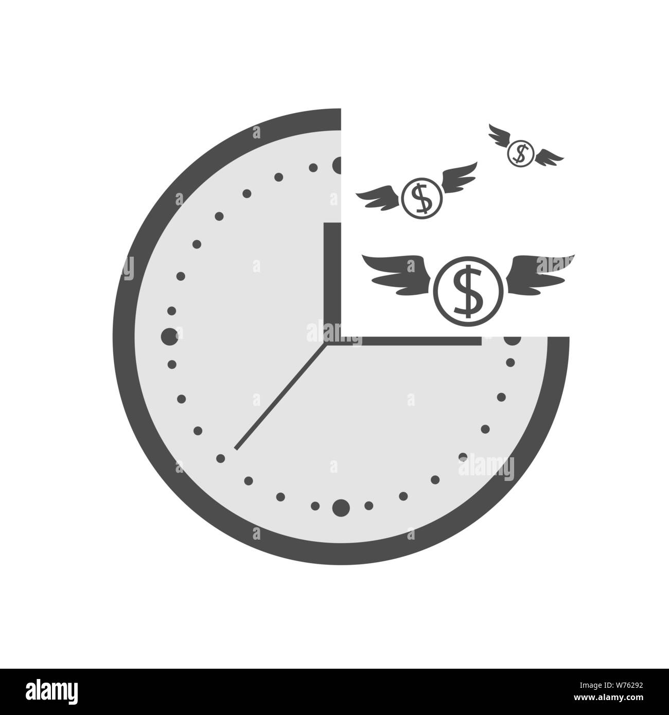Il tempo è denaro. Orologio con segni di dollaro illustrazione vettoriale Illustrazione Vettoriale