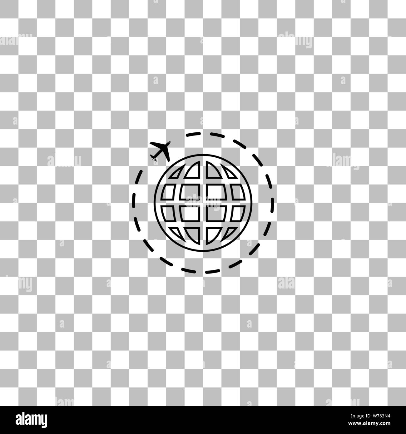 Il viaggio. Nero icona piatta su uno sfondo trasparente. Pittogramma per il vostro progetto Illustrazione Vettoriale