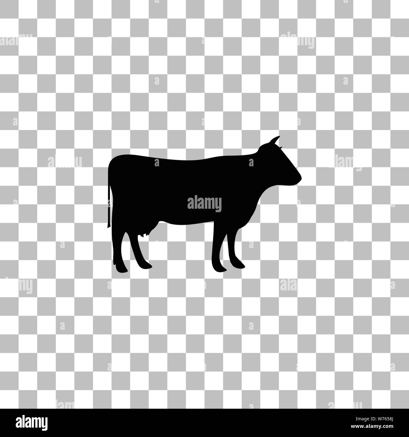 La mucca. Nero icona piatta su uno sfondo trasparente. Pittogramma per il vostro progetto Illustrazione Vettoriale