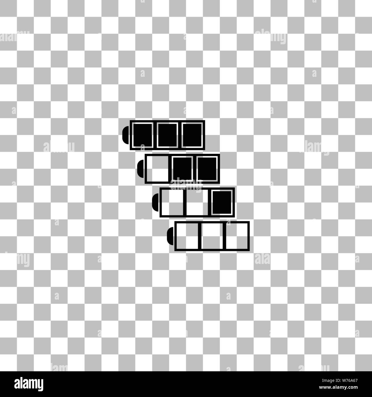 Batteria. Nero icona piatta su uno sfondo trasparente. Pittogramma per il vostro progetto Illustrazione Vettoriale