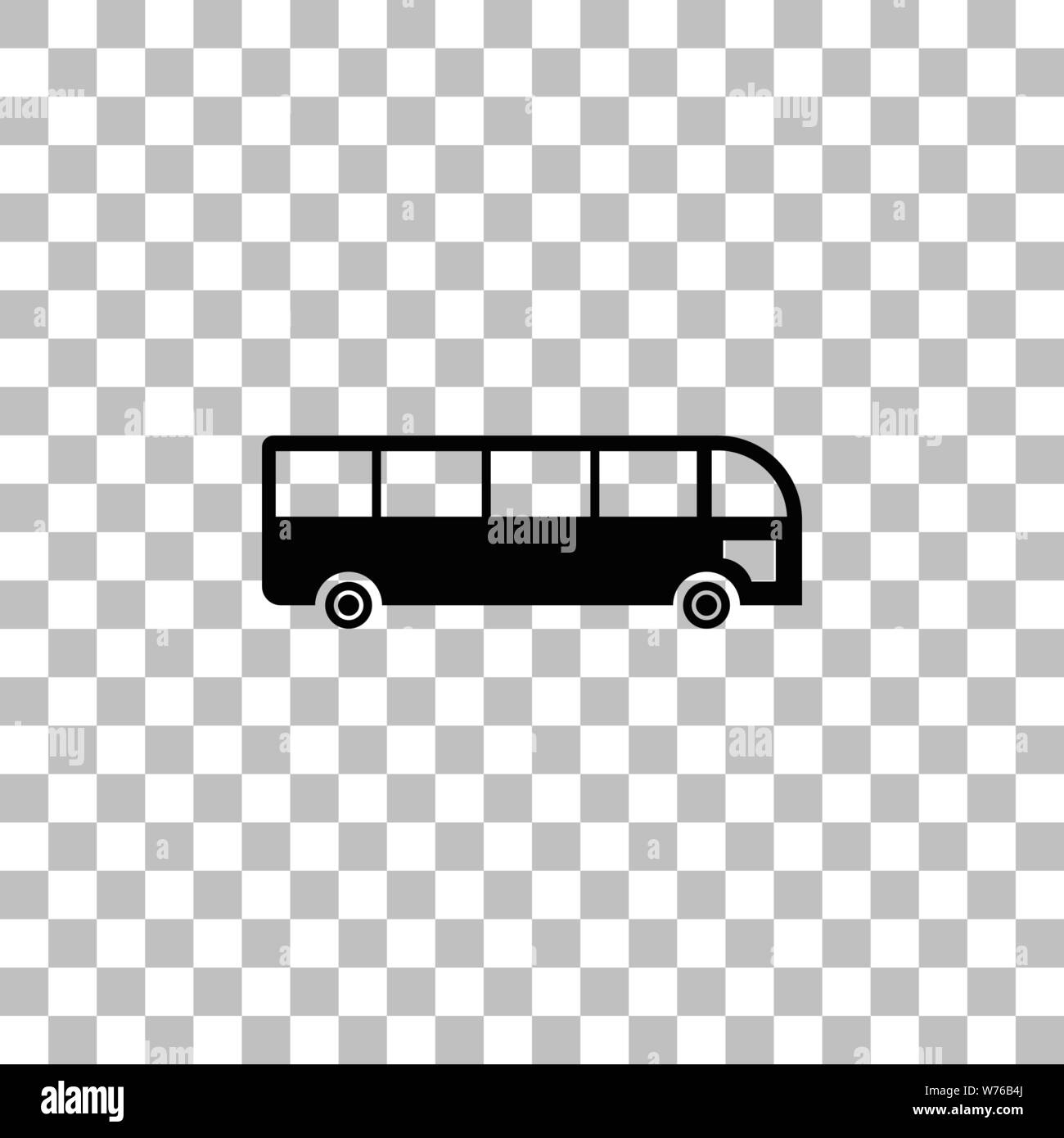 Bus. Nero icona piatta su uno sfondo trasparente. Pittogramma per il vostro progetto Illustrazione Vettoriale