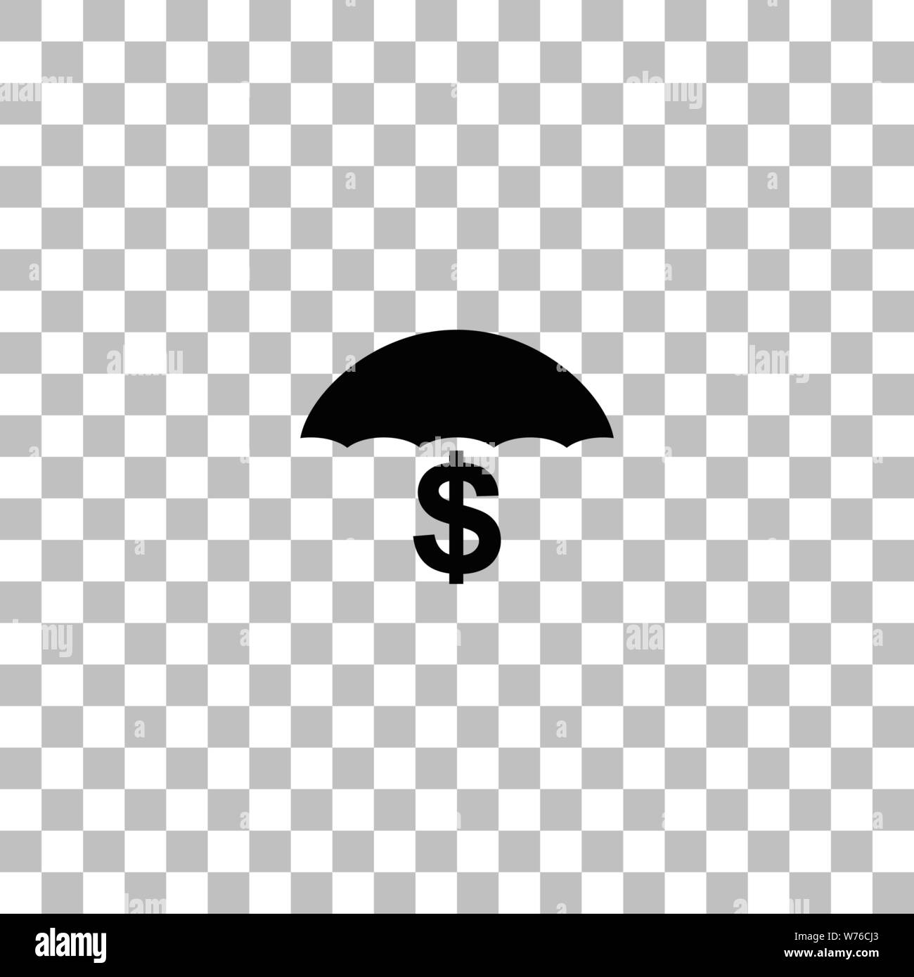 La conservazione e la tutela del denaro. Nero icona piatta su uno sfondo trasparente. Pittogramma per il vostro progetto Illustrazione Vettoriale