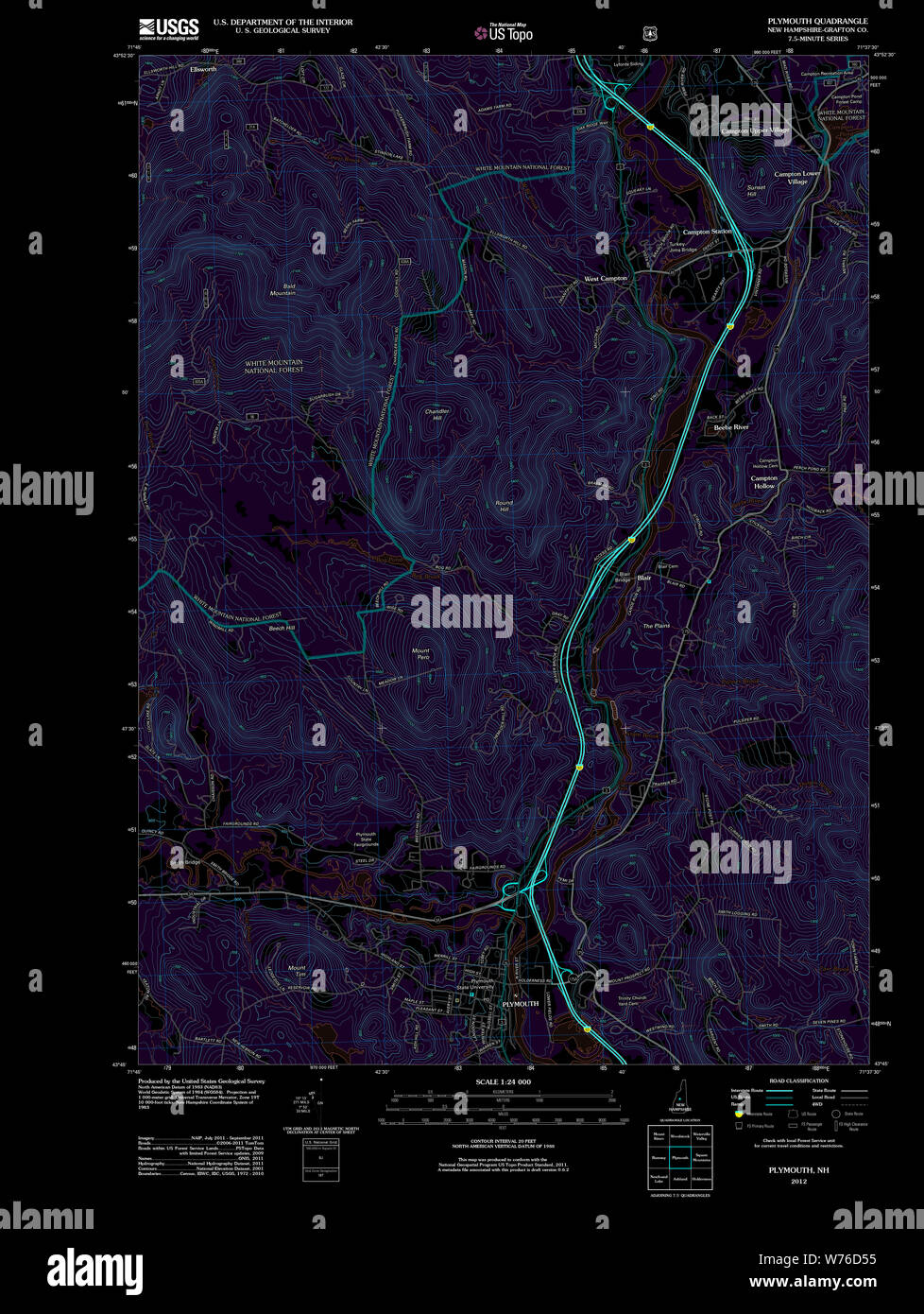 Mappa di plymouth, new hampshire immagini e fotografie stock ad alta