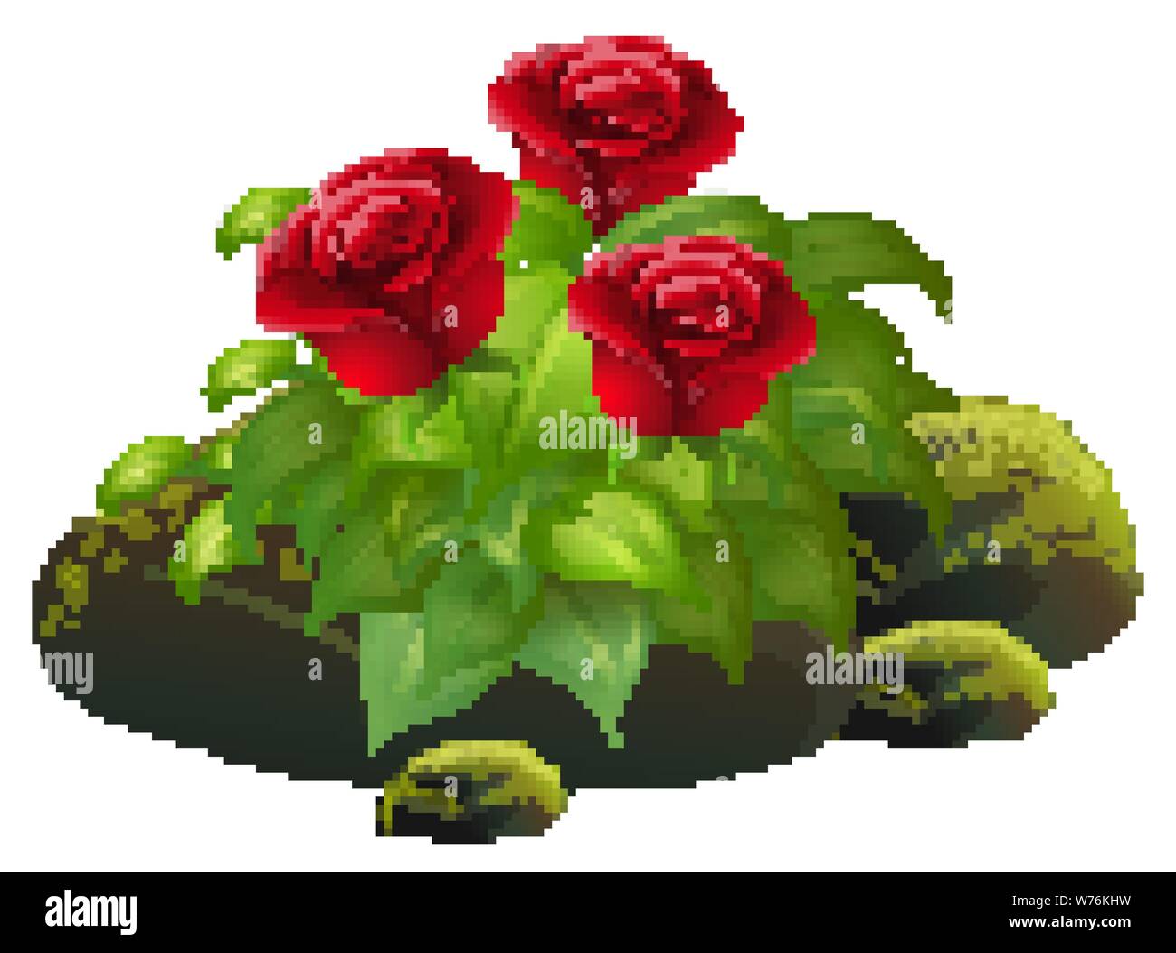 Rose rosse e le rocce su sfondo bianco illustrazione Illustrazione Vettoriale