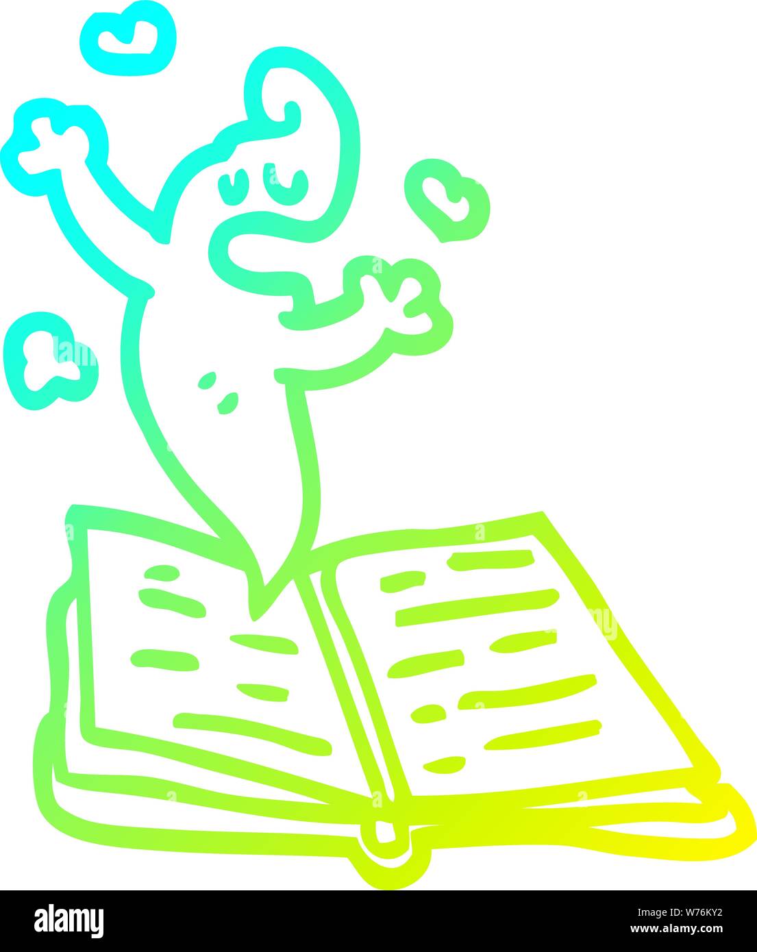 Gradiente a freddo la linea di disegno di un cartoon Ghost Story Illustrazione Vettoriale